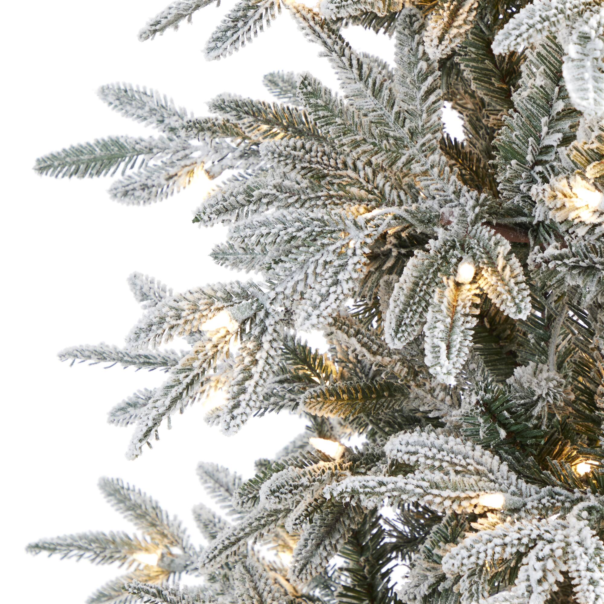 7.5ft. Pre-Lit Flocked Manchester Spruce Artificial Christmas Tree with Clear LED Lights